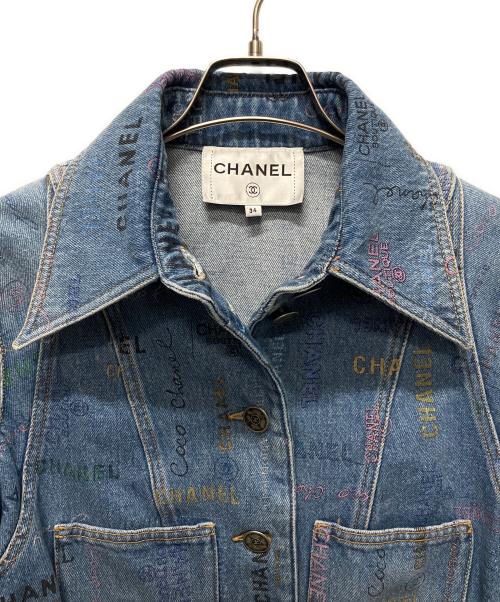 CHANEL（シャネル）CHANEL (シャネル) ココボタン ロゴプリントデニムジャケット インディゴ サイズ:34の古着・服飾アイテム