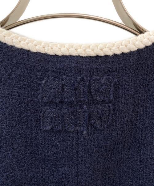 MIU MIU（ミュウミュウ）MIU MIU (ミュウミュウ) シングルブレスト ツイード ベスト ネイビー サイズ:38の古着・服飾アイテム