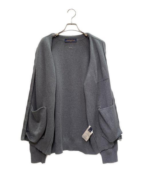 LOUIS VUITTON（ルイ ヴィトン）LOUIS VUITTON (ルイ ヴィトン) ロゴ刺繍ジップアップニット グレー サイズ:XLの古着・服飾アイテム