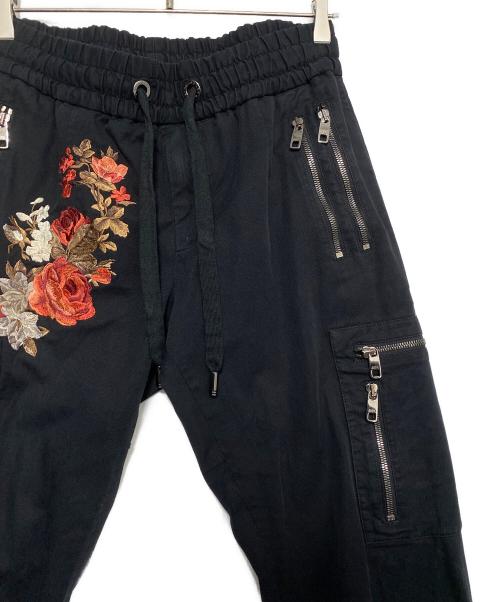 DOLCE & GABBANA（ドルチェ＆ガッバーナ）DOLCE & GABBANA (ドルチェ＆ガッバーナ) ローズジップカーゴパンツ ブラック サイズ:46の古着・服飾アイテム