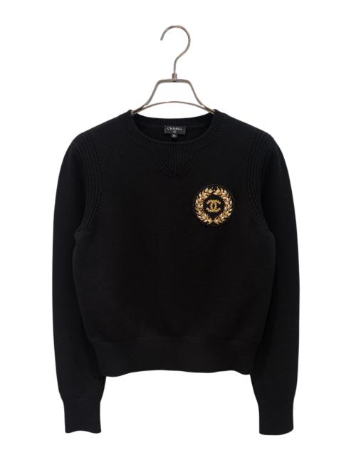 CHANEL（シャネル）CHANEL (シャネル) ココマークエンブレムニット ブラック サイズ:36の古着・服飾アイテム