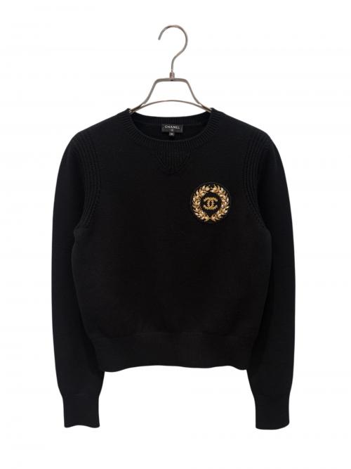 CHANEL（シャネル）CHANEL (シャネル) ココマークエンブレムニット ブラック サイズ:36の古着・服飾アイテム