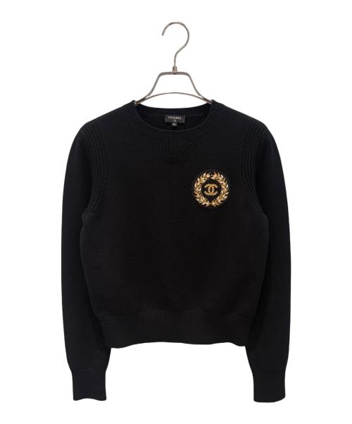 CHANEL（シャネル）CHANEL (シャネル) ココマークエンブレムニット ブラック サイズ:36の古着・服飾アイテム