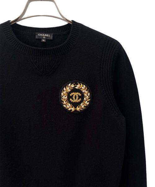 CHANEL（シャネル）CHANEL (シャネル) ココマークエンブレムニット ブラック サイズ:36の古着・服飾アイテム