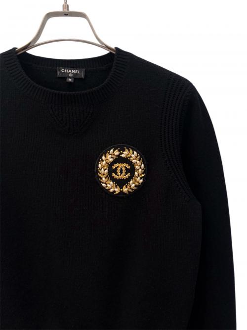 CHANEL（シャネル）CHANEL (シャネル) ココマークエンブレムニット ブラック サイズ:36の古着・服飾アイテム
