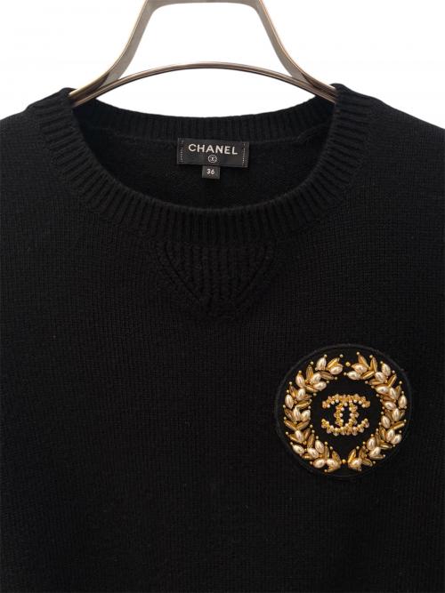 CHANEL（シャネル）CHANEL (シャネル) ココマークエンブレムニット ブラック サイズ:36の古着・服飾アイテム
