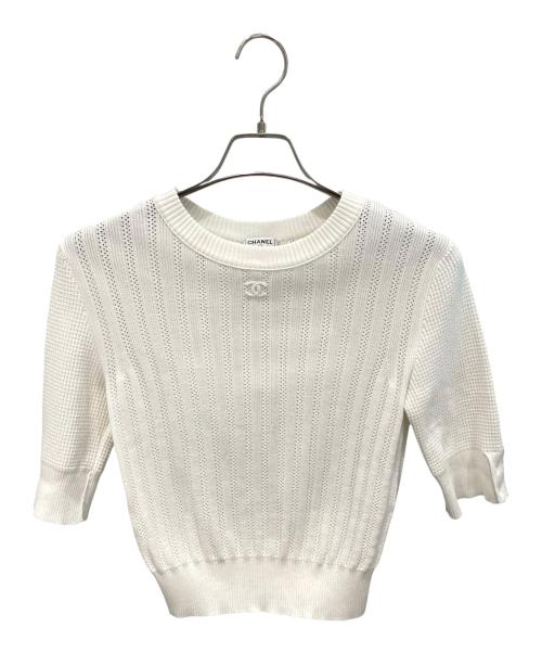 CHANEL（シャネル）CHANEL (シャネル) ココマーク半袖ニット ホワイト サイズ:36の古着・服飾アイテム