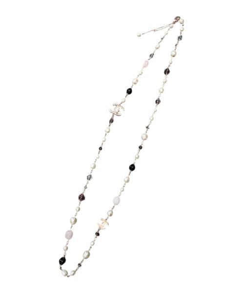 CHANEL（シャネル）CHANEL (シャネル) ココマークロングパールネックレス ピンク×ホワイトの古着・服飾アイテム