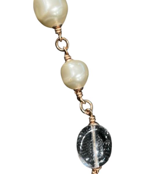 CHANEL（シャネル）CHANEL (シャネル) ココマークロングパールネックレス ピンク×ホワイトの古着・服飾アイテム