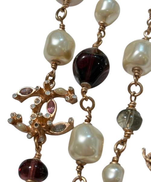 CHANEL（シャネル）CHANEL (シャネル) ココマークロングパールネックレス ピンク×ホワイトの古着・服飾アイテム