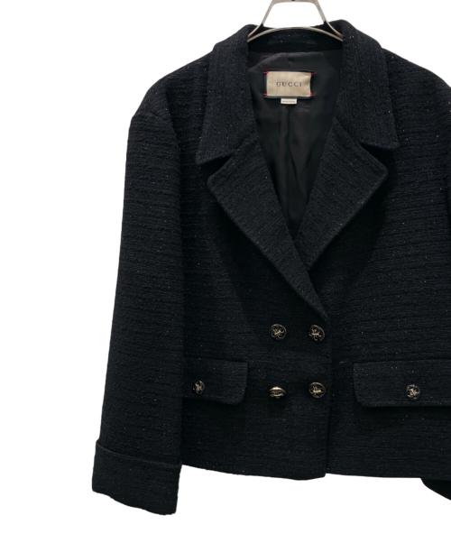 GUCCI（グッチ）GUCCI (グッチ) ツイードダブルジャケット ブラック サイズ:42の古着・服飾アイテム
