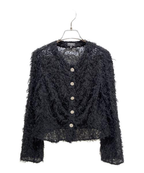 CHANEL（シャネル）CHANEL (シャネル) ココボタンシャギーカーディガン ブラック サイズ:38の古着・服飾アイテム