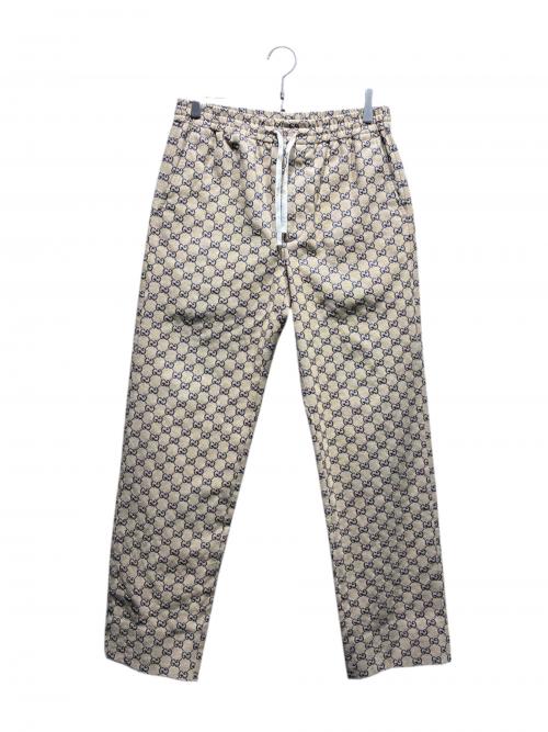 GUCCI（グッチ）GUCCI (グッチ) GUCCI GG Supreme Double G Patch GG Jacquard Pants/ダブルGパッチGGジャガードパンツ/チノパンツ/総柄パンツ/658090 Z8AOV ベージュ サイズ:46の古着・服飾アイテム