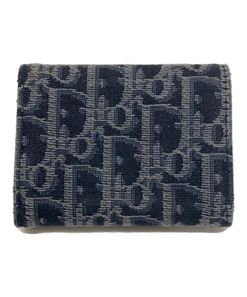 Dior（ディオール）Dior (ディオール) オブリーク コンパクトウォレット/三つ折り財布 グレー×ネイビーの古着・服飾アイテム