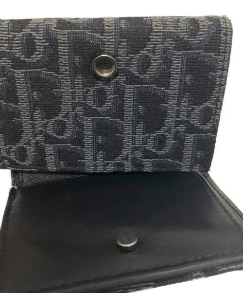 Dior（ディオール）Dior (ディオール) オブリーク コンパクトウォレット/三つ折り財布 グレー×ネイビーの古着・服飾アイテム