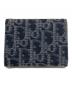 Dior (ディオール) オブリーク コンパクトウォレット/三つ折り財布 グレー×ネイビー：32000円