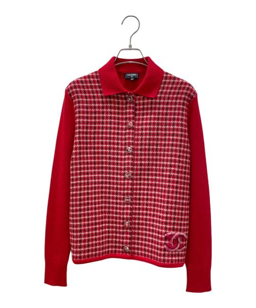 CHANEL（シャネル）CHANEL (シャネル) ココボタンニットカーディガン レッド サイズ:36の古着・服飾アイテム