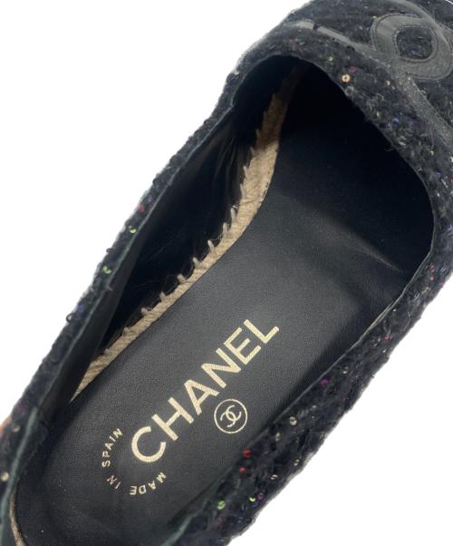 CHANEL（シャネル）CHANEL (シャネル) ココマークツイードエスパドリーユ ブラック サイズ:38Cの古着・服飾アイテム