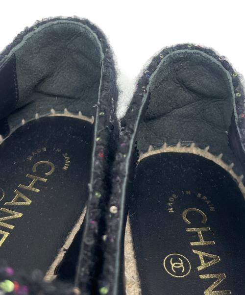 CHANEL（シャネル）CHANEL (シャネル) ココマークツイードエスパドリーユ ブラック サイズ:38Cの古着・服飾アイテム