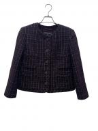 CHANELシャネル）の古着「Plum Tweed Jacket/ココボタンツィードジャケット」｜パープル