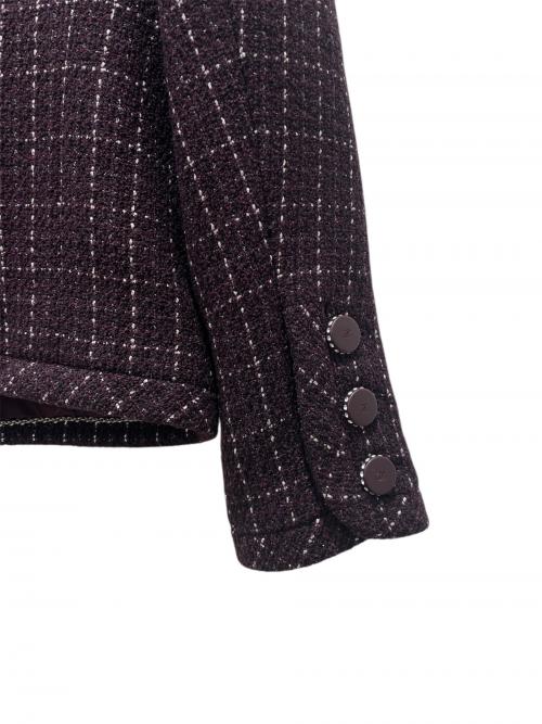 CHANEL（シャネル）CHANEL (シャネル) Plum Tweed Jacket/ココボタンツィードジャケット パープル サイズ:42の古着・服飾アイテム