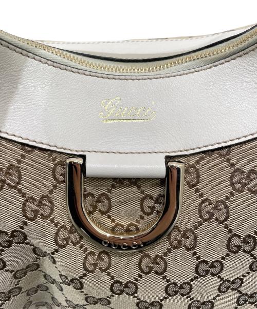 GUCCI（グッチ）GUCCI (グッチ) アビー GGキャンバスレザー ワンショルダーバッグ ホワイト×ベージュの古着・服飾アイテム