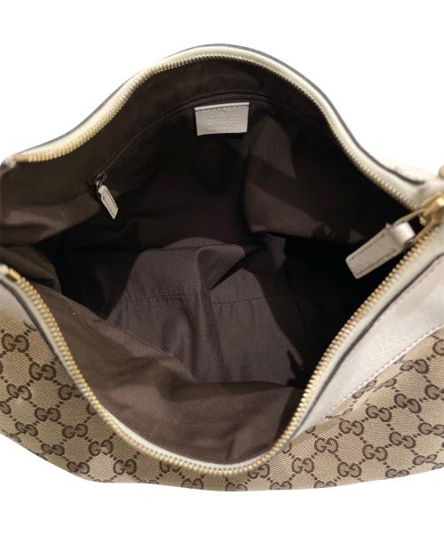GUCCI（グッチ）GUCCI (グッチ) アビー GGキャンバスレザー ワンショルダーバッグ ホワイト×ベージュの古着・服飾アイテム