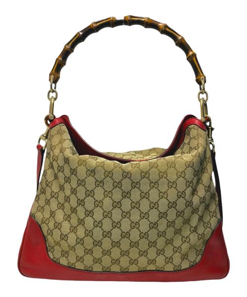 GUCCI（グッチ）GUCCI (グッチ) ショルダーバッグ ベージュ×レッドの古着・服飾アイテム