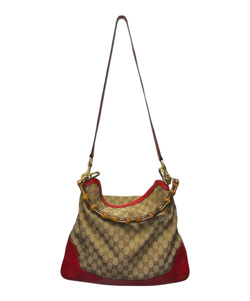 GUCCI（グッチ）GUCCI (グッチ) ショルダーバッグ ベージュ×レッドの古着・服飾アイテム
