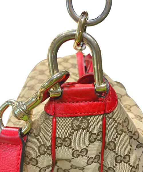 GUCCI（グッチ）GUCCI (グッチ) ショルダーバッグ ベージュ×レッドの古着・服飾アイテム