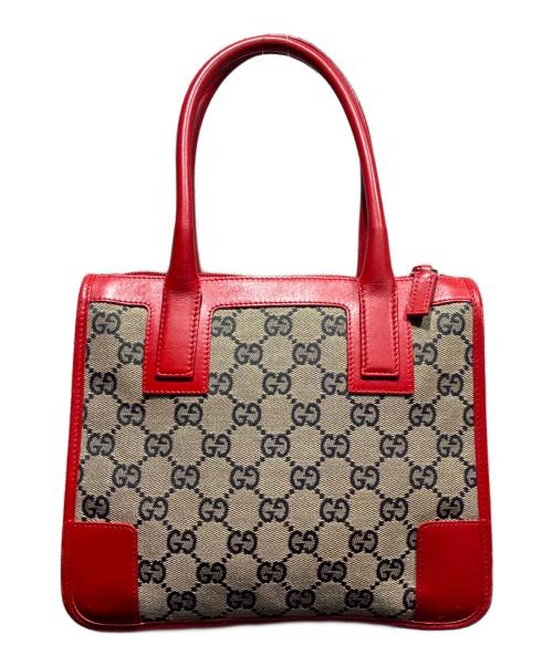 GUCCI（グッチ）GUCCI (グッチ) ハンドバッグ ベージュ×レッドの古着・服飾アイテム