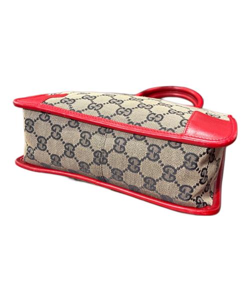 GUCCI（グッチ）GUCCI (グッチ) ハンドバッグ ベージュ×レッドの古着・服飾アイテム