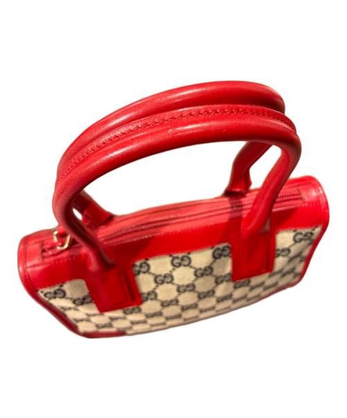 GUCCI（グッチ）GUCCI (グッチ) ハンドバッグ ベージュ×レッドの古着・服飾アイテム