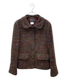 CHANEL（シャネル）の古着「98A ヴィンテージ ツイードジャケット/ココボタンツイードジャケット」｜ブラウン