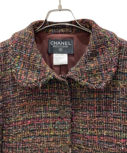 CHANEL（シャネル）CHANEL (シャネル) 98A ヴィンテージ ツイードジャケット/ココボタンツイードジャケット ブラウン サイズ:40の古着・服飾アイテム