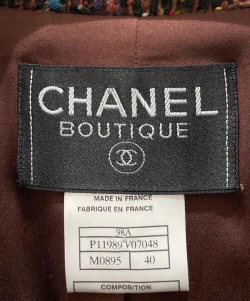 CHANEL（シャネル）CHANEL (シャネル) 98A ヴィンテージ ツイードジャケット/ココボタンツイードジャケット ブラウン サイズ:40の古着・服飾アイテム