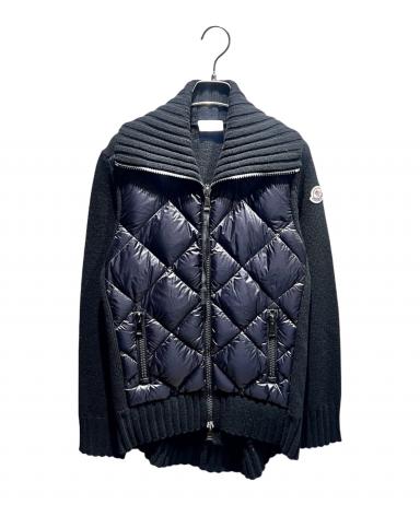 【中古】MONCLER（モンクレール）ニット切替 ダウンジャケットブラックS 中古・古着通販】MONCLER (モンクレール) ニット切替ダウンジャケット