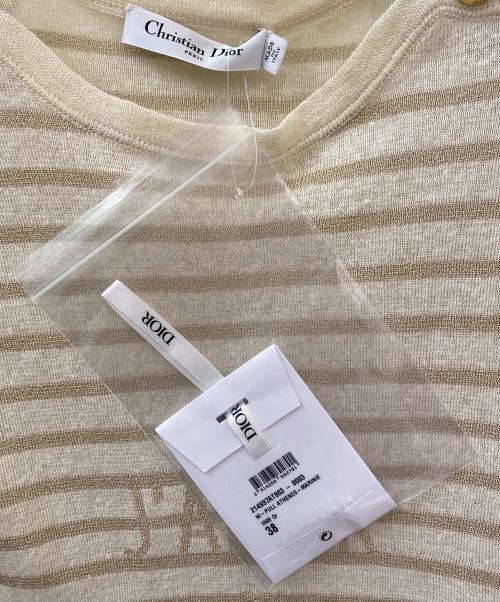Christian Dior（クリスチャン ディオール）Christian Dior (クリスチャン ディオール) ボーダーニット ベージュ サイズ:38の古着・服飾アイテム