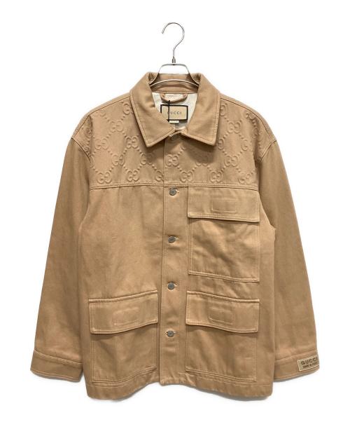 GUCCI（グッチ）GUCCI (グッチ) GGエンボスカバーオール ブラウン サイズ:48の古着・服飾アイテム
