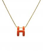 HERMESエルメス）の古着「ポップHネックレス/HERMÈS Pop H Necklace/ックレス ペンダント Hモチーフ オレンジ ゴールド ラッカーメタル レディース アクセサリー」｜オレンジ×ゴールド