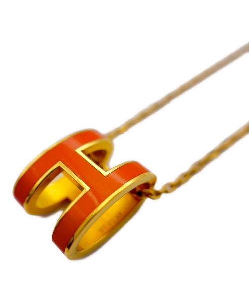 HERMES（エルメス）HERMES (エルメス) ポップHネックレス/HERMÈS Pop H Necklace/ックレス ペンダント Hモチーフ オレンジ ゴールド ラッカーメタル レディース アクセサリー オレンジ×ゴールドの古着・服飾アイテム
