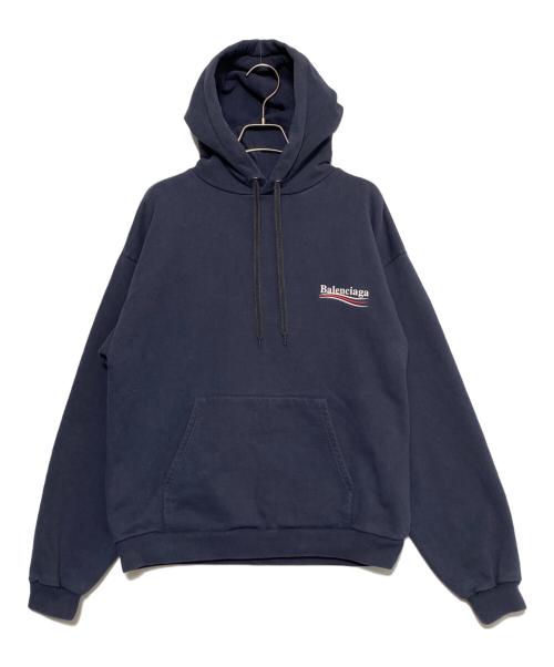 BALENCIAGA（バレンシアガ）BALENCIAGA (バレンシアガ) Campaign Logo Hoodie ネイビー サイズ:Lの古着・服飾アイテム