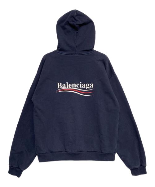 BALENCIAGA（バレンシアガ）BALENCIAGA (バレンシアガ) Campaign Logo Hoodie ネイビー サイズ:Lの古着・服飾アイテム