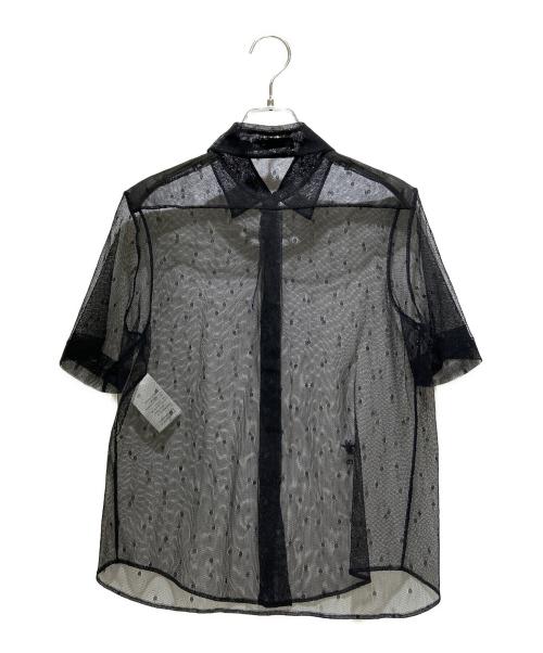 Christian Dior（クリスチャン ディオール）Christian Dior (クリスチャン ディオール) Bee刺繡 ポルカドットシースルー ブラウス/241B61A8168 ブラック サイズ:38の古着・服飾アイテム