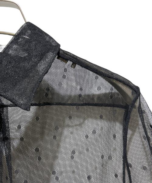 Christian Dior（クリスチャン ディオール）Christian Dior (クリスチャン ディオール) Bee刺繡 ポルカドットシースルー ブラウス/241B61A8168 ブラック サイズ:38の古着・服飾アイテム