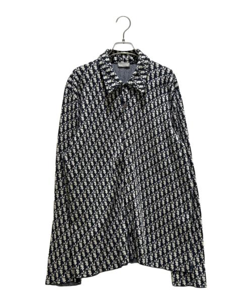 Dior（ディオール）Dior (ディオール) 20SS/オブリークオーバーシャツ/Oblique Overshirt Monogram Jacquard Shirt Jacket Logo Pattern/023M550AT099 ネイビー サイズ:Lの古着・服飾アイテム