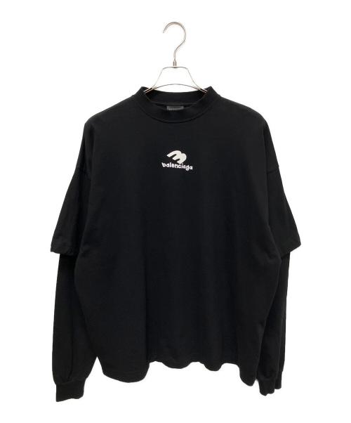BALENCIAGA（バレンシアガ）BALENCIAGA (バレンシアガ) ロゴレイヤードTシャツ ブラック サイズ:3の古着・服飾アイテム