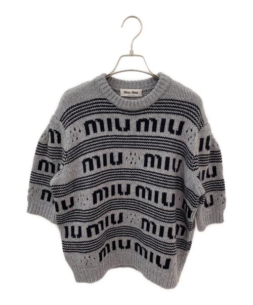 MIU MIU（ミュウミュウ）MIU MIU (ミュウミュウ) 半袖ロゴニット グレー サイズ:36の古着・服飾アイテム