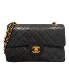 CHANELシャネル）の古着「Matelassé Bag マトラッセ23 Wフラップチェーンショルダーバッグ」｜ブラック×ゴールド金具