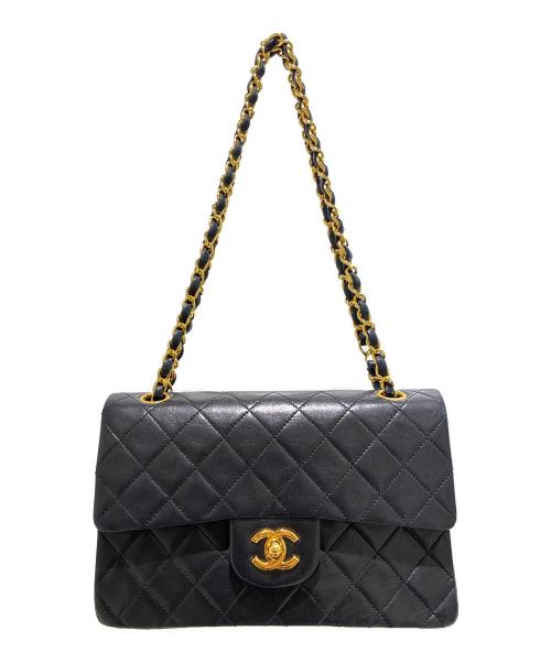 CHANEL（シャネル）CHANEL (シャネル) Matelassé Bag マトラッセ23 Wフラップチェーンショルダーバッグ ブラック×ゴールド金具 サイズ:23の古着・服飾アイテム